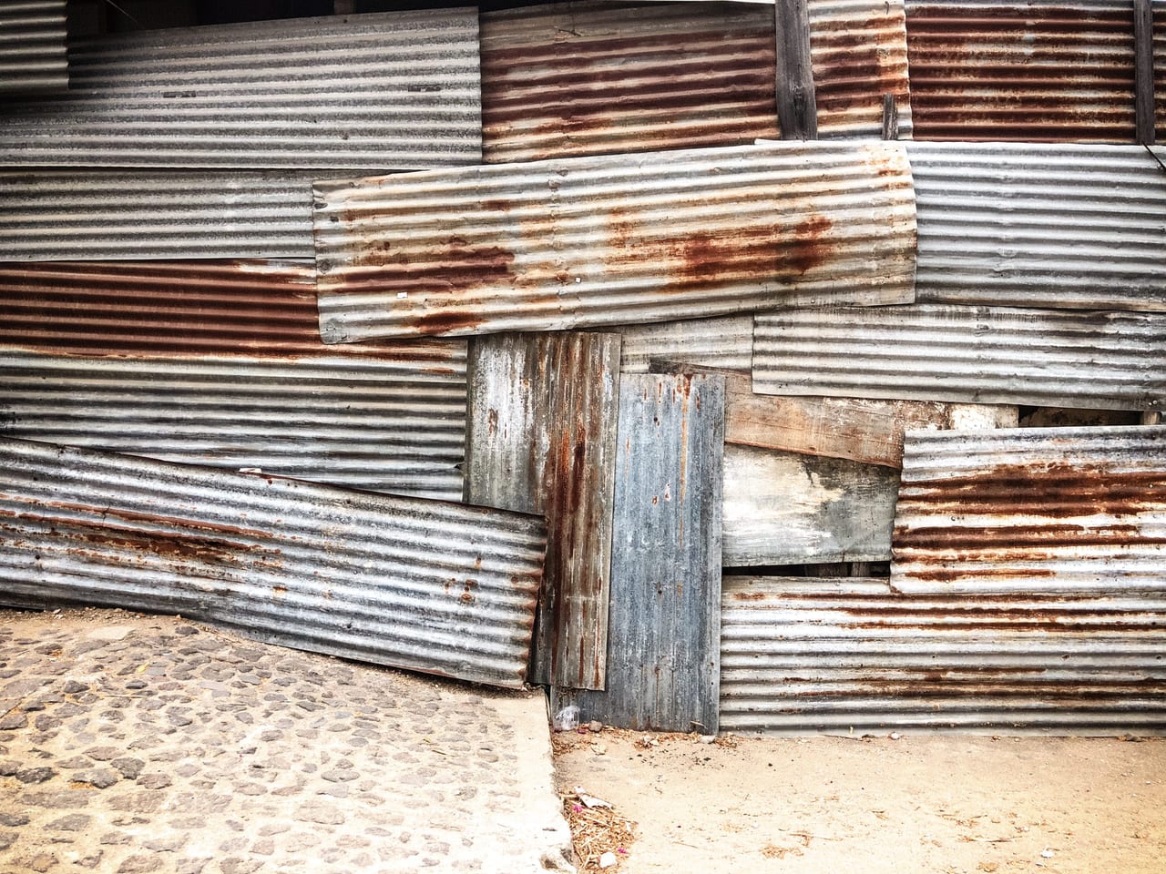 A patchwork of corrugated iron